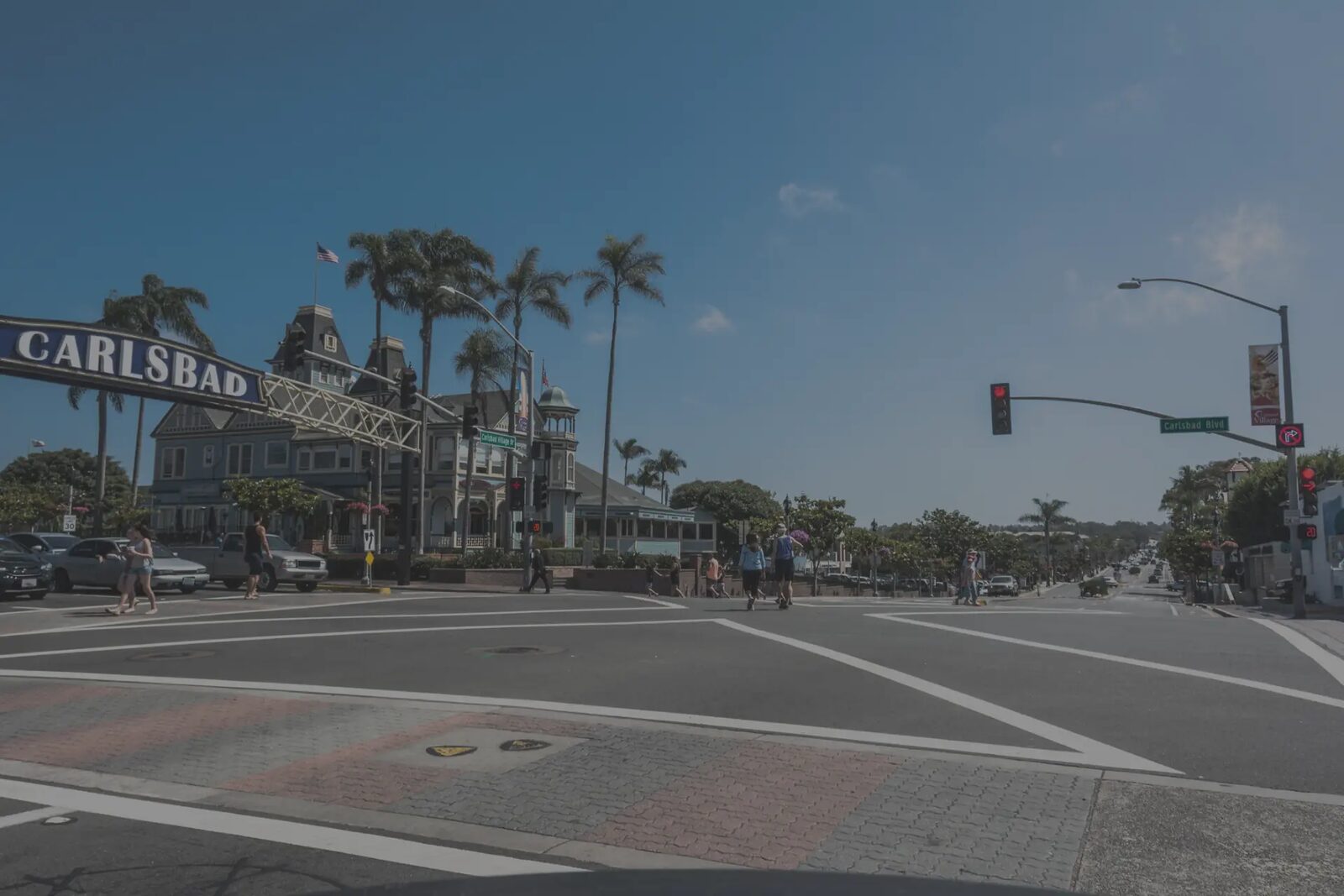 Carlsbad Village storefronts on a sunny afternoon